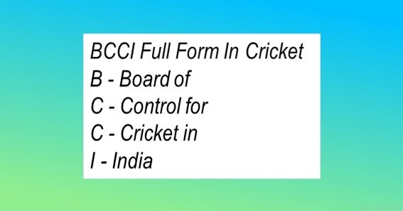 BCCI Full Form In Cricket