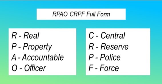 RPAO CRPF Full Form 
