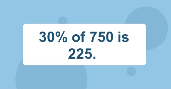 30% of 750 is 225. 